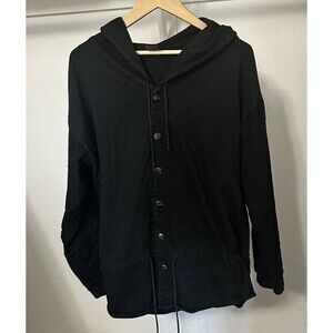 Women's Hooded 100% Cotton Sweater Jacket‎ S Black with Buttons By Select Corps